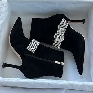 NEW Jimmy Choo Kaza 90 Black Suede Ankle Bootie / Boots